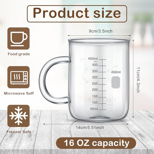 Hsei 4 Pack Beaker Mug, 16 oz Borosilicate Glass Coffee Cup, Caffeine - color: Clear