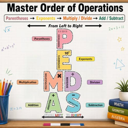 6 Pcs Order of Operations Math Posters, Math Poster for Middle School - color: Operation Math