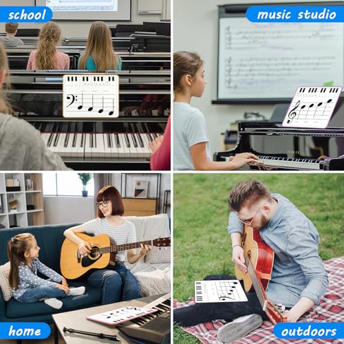 6 Pack Magnetic Music Staff Whiteboard 9'' x 12'' Mini Dry Erase Board for Piano Students Musicians Small White Board Music Classroom Supplies Keyboard Practice (Include 12 Magnets & 6 Markers)