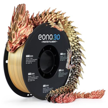 Silk Tri-Color PLA Filament 1.75mm, Coextruded 3D Printer Filament, Color Changing Rainbow Silk PLA, Ultra Glossy Multicolor Printing PLA, Tangle Free, ±0.03mm, 1KG Spool, Gold Copper Black - color: Silk Gold Copper Black