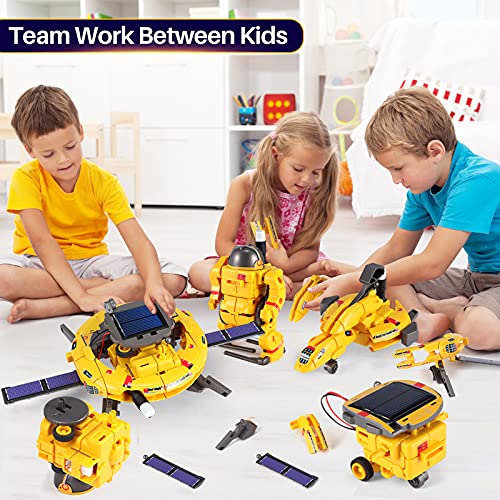 COBFDHA STEM Projects for Kids Age 8-12, Science Kits Boys, Solar Robot Space Toys Gifts 8-14 Year Old Teen Boys Girls, 120Pcs Building Experiments Robots Teenage Ages 9 10 11 12 , Yellow - color: Yellow