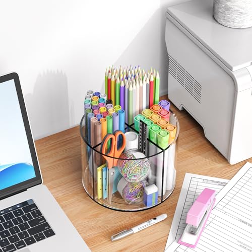 Small Pencil Organizer for Desk Acrylic Art Organizer Clear 4 Compartments - size: Medium no handle