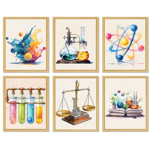 Science Posters for Classroom,Scientific Inspirational Decor for Kids - color: Chemistry Lab Watercolor