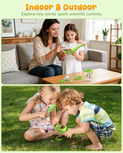 Bug Catcher for Kids,Kids Microscope,3-in-1 Insect Catching Kit for Kid - color: Green