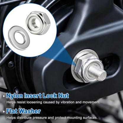 1/2-13 Lock Nut 32Pcs Stainless Steel Nylock Locking Nuts with Washers - size: locknuts-1/2" 32pcs