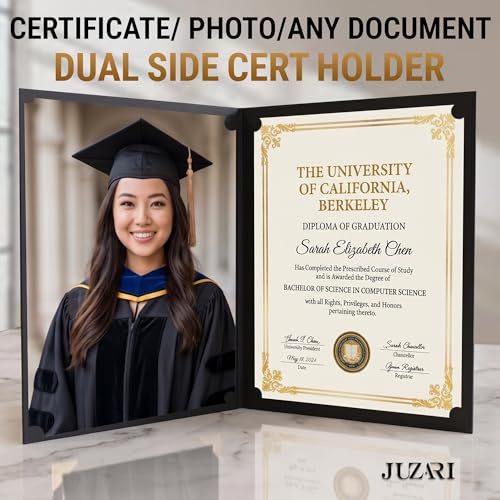 10 Pack Double Sided Certificate Holders 8.5x11 Black - Heavyweight 300gsm Cardstock Diploma Holder - Dual Certificate Folder Letter Size Graduation Award Certificate with Silver Foil Diploma Cover - color: Black-Silver, size: 10 Pack