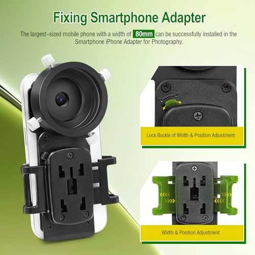 Astromania Smartphone Adapter with T2 Thread and Eyepiece Adapter 44-52mm - size: IPhone and Eyepiece Adapter 44 - 52mm