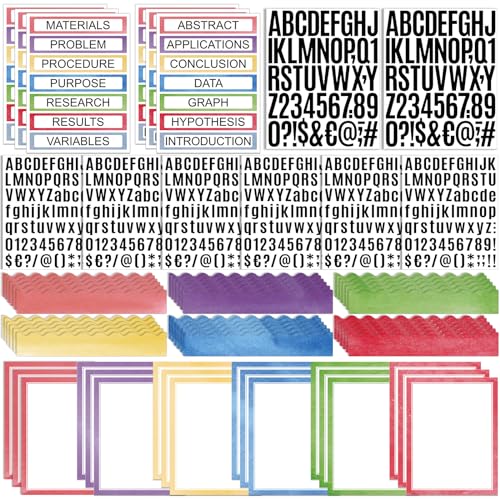 Sinload 92 Pcs Science Fair Board Supplies 60 Trim Scalloped Poster Boards 18 Presentation Subtitles 6 Project Titles 8 Letter Sticker for Classroom Display Boards(Pastel,Wave) - color: Pastel, style: Wave