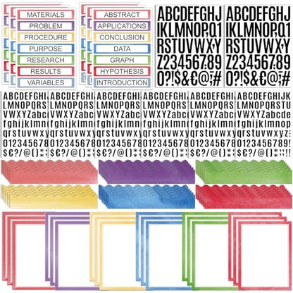 Sinload 92 Pcs Science Fair Board Supplies 60 Trim Scalloped Poster Boards 18 Presentation Subtitles 6 Project Titles 8 Letter Sticker for Classroom Display Boards(Pastel,Wave) - color: Pastel, style: Wave