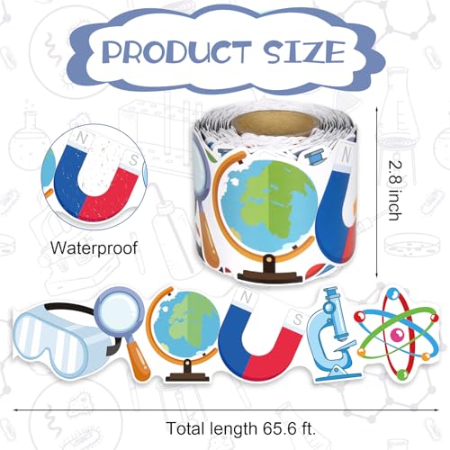Science Bulletin Board Border, 65.6Ft Lab Themed Trim for Classroom Decorations, Back to School Office Whiteboard Wall Decor - style: Science