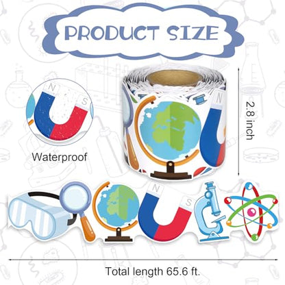 Science Bulletin Board Border, 65.6Ft Lab Themed Trim for Classroom Decorations, Back to School Office Whiteboard Wall Decor - style: Science