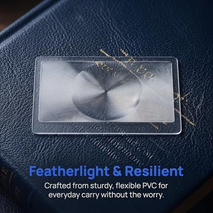 8 Pack Credit Card Magnifier Fresnel Lens Card, 300% Magnification, Flexible Pocket Magnifying Glass for Reading and Fire Starting, with Protective Sleeves