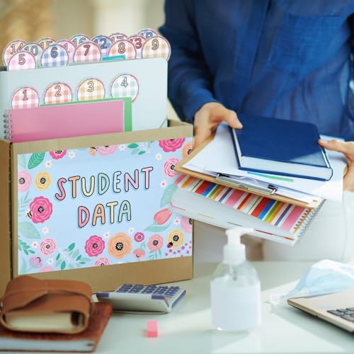 Marspark 10 Set Classroom Organization Folder Labels Student Data Stickers - style: Flower