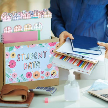 Marspark 10 Set Classroom Organization Folder Labels Student Data Stickers - style: Flower
