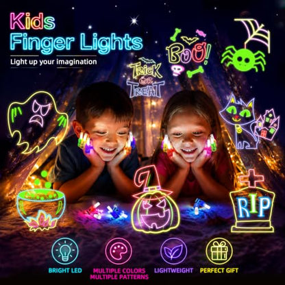 24 Pcs Halloween Party Favors LED Finger Lights Toys for Kids Ages 3-12 - style: Halloween