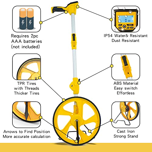 Zozen Measuring Wheel Digital Display, Imperial & Metric, High Precision - color: Yellow