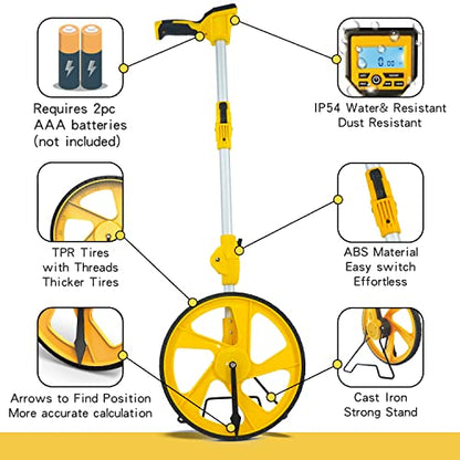 Zozen Measuring Wheel Digital Display, Imperial & Metric, High Precision - color: Yellow