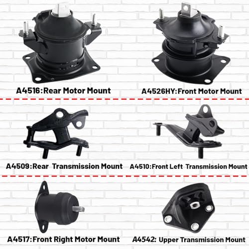 Engine Motor and Transmission Mount Kit Set of 6 for 2003-2007 Accord 2.4L - size: 03-07 Accord 2.4L