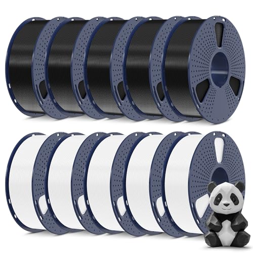 SUNLU PLA Plus Filament 1.75mm, 10KG Bundle, Black & White - color: Black+black+black+black+black+white+white+white+white+white, size: 10 kg
