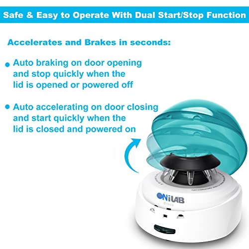 ONiLAB Scientific Mini Centrifuge 7000RPM,2680 x g RCF, Lab Benchtop Centrifuge with 2 Rotors for 8 x 0.2/0.5/1.5/2.0ml and 0.2mL×32 PCR Strips, Low Noise≤45dB, 100-240V,Green lid(ONLY for MICROTUBES) - style: Green Mini Centrifuge