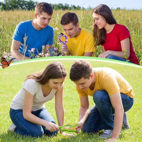 Oudain 3 Piece Flower Magnifying Glasses, Insect Butterfly Theme Handheld