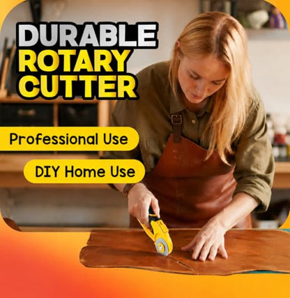 DIYSELF 45mm Rotary Cutter for Fabric, Fabric Cutter Rotary Tool, 5 Blades - color: Yellow