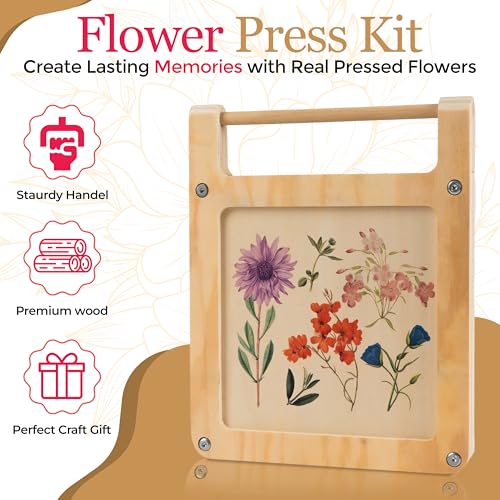 PetalFleur Flower Press Kit for DIY Crafting | Complete Set with Scissors, Utility Knife, Storage Bag, Cardboard & Foam Pads | Perfect for Nature Lovers & Art Enthusiasts