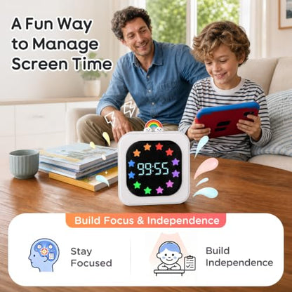 Digital Visual Timer for Kids, Rechargeable 99-Minute Countdown with 12-Star Rainbow LED Display, 9 Color Modes, Silent Mode & Pause, Timer for Classroom, Home & Kitchen - color: Blue