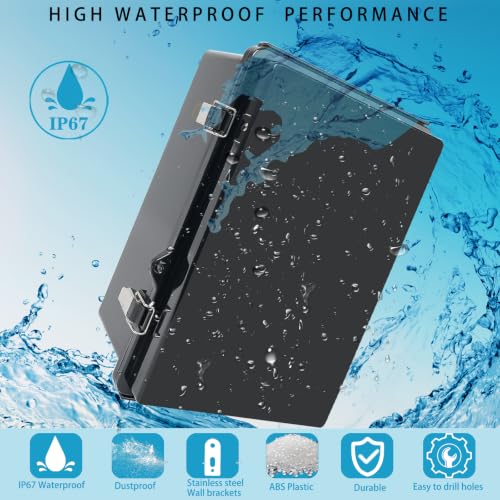 Waterproof Electrical Box Junction Box Weatherproof IP67 ABS Plastic Enclosure Switch Router Project Box Electronics DIY Enclosure with Mounting Plate and Wall Bracket Black 11.2"x 7.5"x5.5" - color: Black, size: 11.2"x 7.5"x5.5"