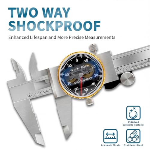 Dial Caliper 0-6" Precision 0.001" Accuracy with Protective Case