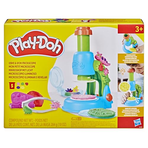 Play-Doh Light & Look Microscope for Kids, Electronic Preschool Toys for Girls & Boys, 9 Accessories & 5 Colors, Back to School Gifts, Ages 3+