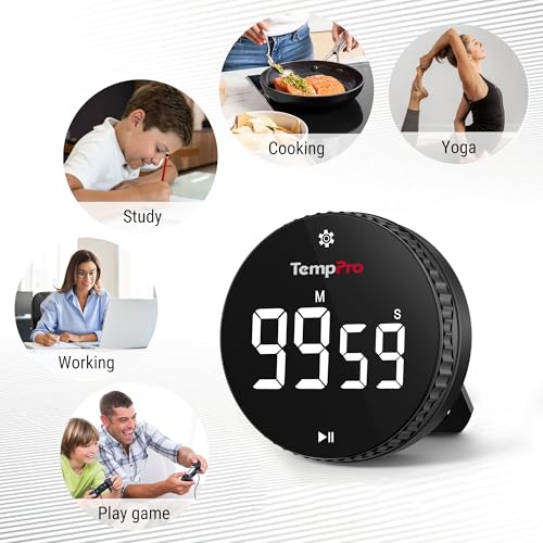 TempPro Magnetic Kitchen Timers for Cooking, Digital Timer for Kids Teacher - size: Digital Timer with Knob