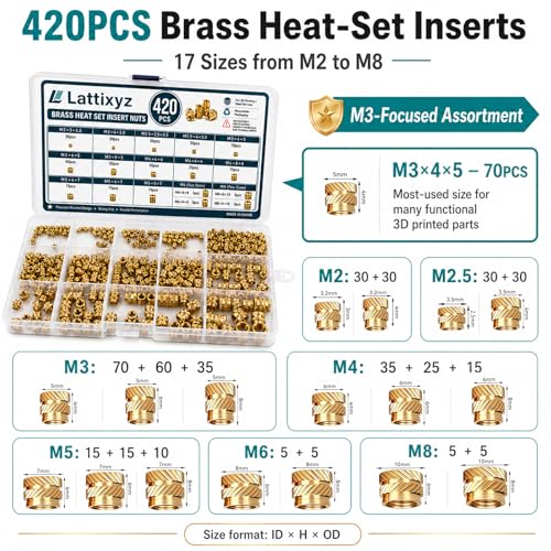 Heat Set Insert Tool with Safer Soldering Iron & 420PCS Threaded Inserts