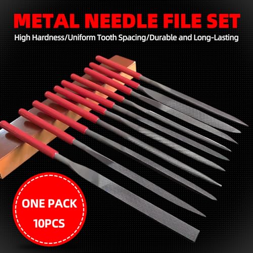 Jewelers Needle File Set, 10-Piece Mini Metal Files with Cleaning Wire Brush, Precision Hand File Kit for Jewelry Making, Ring Repair, Metal Detailing, Carving, Shaping and Fine Sanding