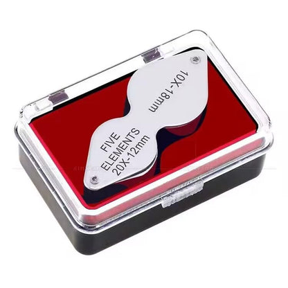 Rongon 10X & 20X Pocket Jewelers Loupe Foldable Magnifier with Light - color: Silver