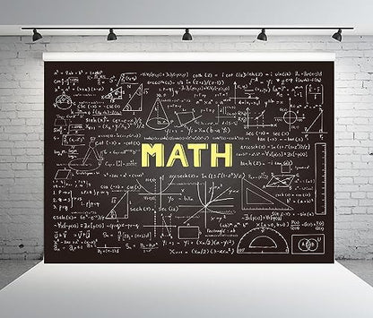 BELECO 15x10ft Fabric Chalkboard Backdrop Mathematics Formulas Equations Hand Drawn Classroom Blackboard Background for Photography Science Math Theme Party Decorations Photo Studio Props - size: 15x10FT