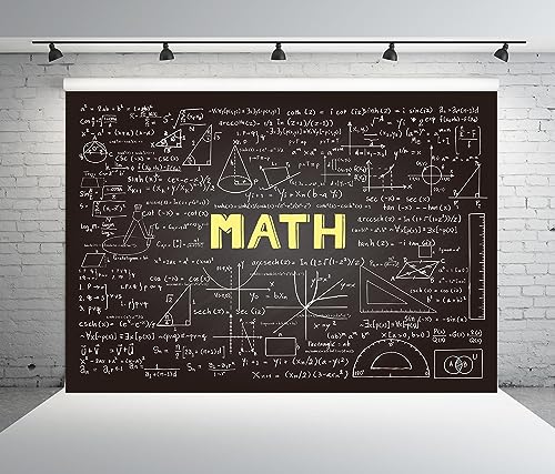 BELECO 5x3ft Fabric Math Chalkboard Backdrop Mathematics Formulas Equations Hand Drawn Classroom Blackboard Math Background for Photography Science Math Theme Party Decorations Photo Studio Props - size: 5x3FT