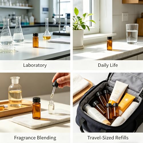 10Pcs 10ml Small Amber Glass Lab Sample Vials with Black Screw Caps - color: amber, size: 10ml