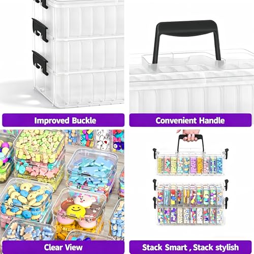 3-Tier Stackable Bead Organizer Box, 90 Small Containers and Lids - size: 3-Tier 90 Compartments