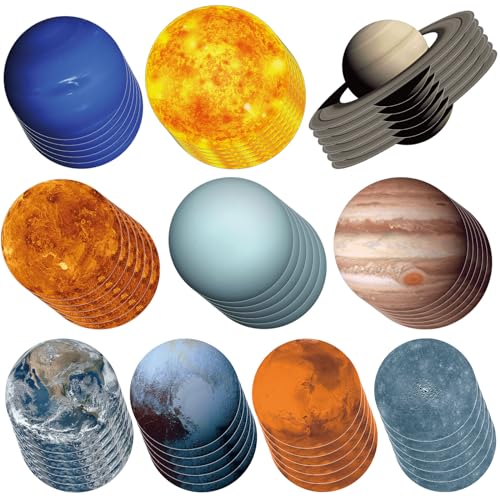 60 Pcs Solar System Planet Cutouts for Classroom, STEM Science Decor