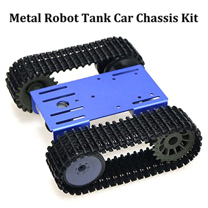 SmaringWing DIY Tracked Robot Chassis Smart Tank Car Chassis Kit with 2pcs Motor, Caterpillar Moving Robotic Tank Platform with Plastic Tracks for Arduino Raspberry Pie Microbit Python Steam (Blue) - color: Blue