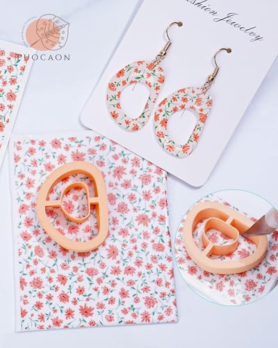Puocaon Flower Clay Transfer Paper - Pink Rose Transfer Sheets for Polymer Clay Earrings Jewlery Floral Design - color: pink small flower