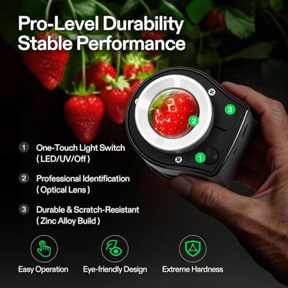 VIVOSUN 30X Rechargeable Loupe Magnifier with LED Light and UV Light, Black - color: Black