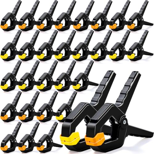 30 Pack Spring Clamps, Heavy Duty Plastic Woodworking Clamps & Multi-Use Hanging Clips for Balloon Arch Clips, Tarp Clips & Backdrop Holder, Durable Hand Tool Kit, 2 Colors - color: 2 Colors-30pcs
