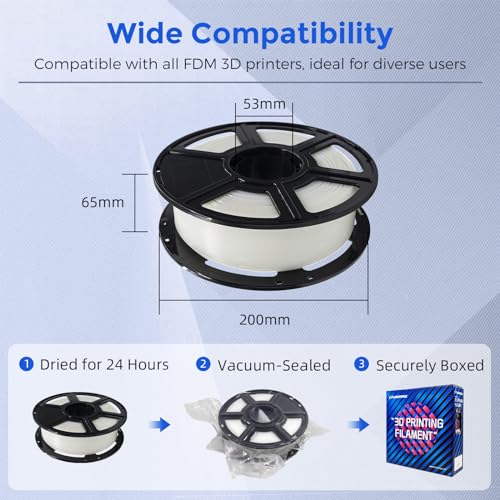 FLASHFORGE PETG Pro Filament 1.75mm Natural, 3D Printer Filament 1kg (2.2lbs) Spool, Dimensional Accuracy +/- 0.02mm, 3D Printing Filament for Various Mechanical Parts, Waterproof Parts - color: Natural