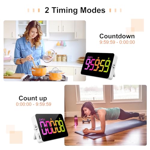 PERSUPER Kitchen Digital Timer, Count Down Up, Rechargeable, Vibration Mode - color: .Rgb