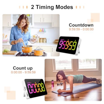 PERSUPER Kitchen Digital Timer, Count Down Up, Rechargeable, Vibration Mode - color: .Rgb