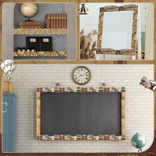 Containlol 118ft Bulletin Board Border Classroom Border, World Map Style - style: World Map Style