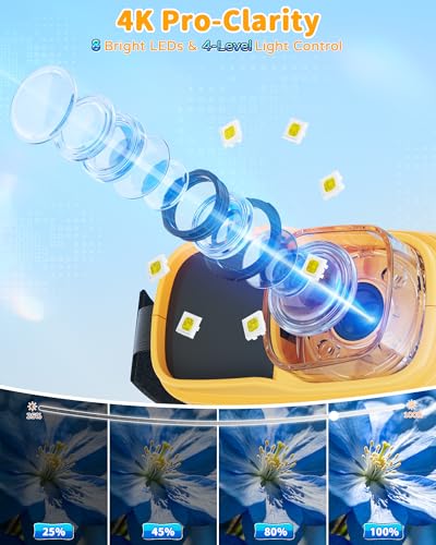 1000X Handheld Microscope for Kids, 4K Digital Kids Microscope Science Kits - color: Yellow
