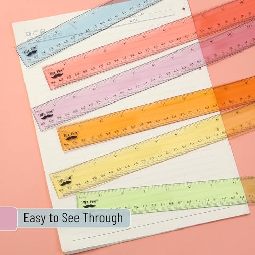 Mr. Pen- Plastic Ruler Set, 6 Pack, 12 Inch, Pastel Colors - color: Pastel, size: 12 inch, 6 Pack